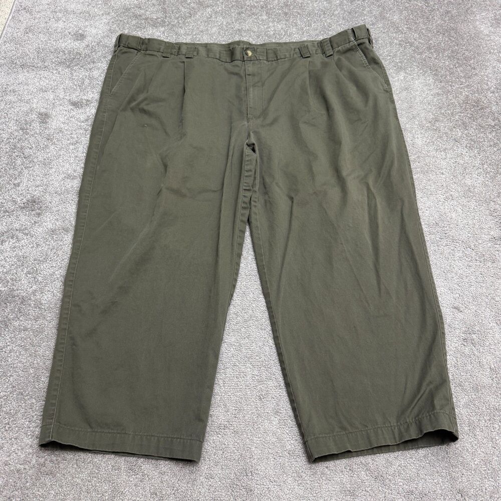 Harbor Bay Pleated Front Chino Twill Pants Mens 56x30 Green 100% Cotton Classic
